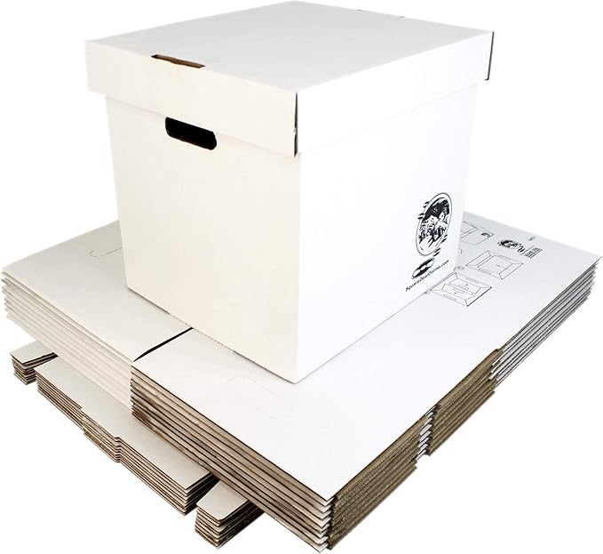 Durable Set of 10 12 inch Vinyl Record Storage Boxes - Heavy-Duty Cardboard Construction with Removable Lid - Holds Up to 90 Records Each - Built Tough for Long-Term, Secure Archival Storage - #12BC13
