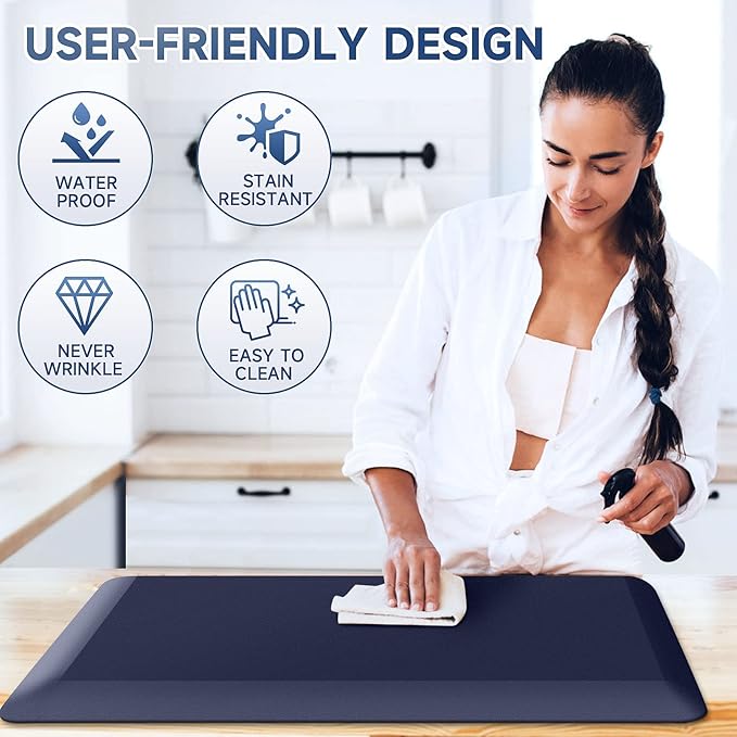 4/5 Inch Thick Kitchen Mats for Floor, StepRite Kitchen Rug for Standing Desk, Non-Slip, Thicker, Stain & Water Resistant, Comfort Anti Fatigue Floor Mat for Home, Kitchen, Office - Blue,32 * 20''