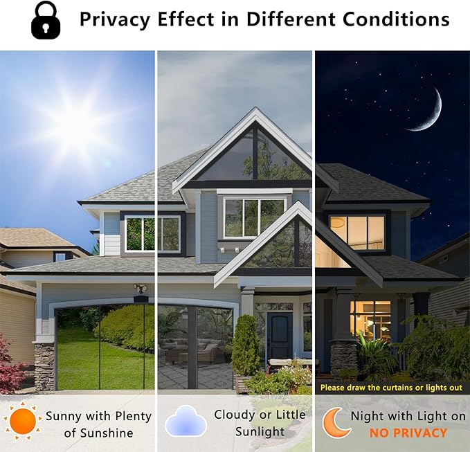Lmlpt One Way Window Privacy Film See Out Not in Heat Control Windows Tint for Home Sun Blocking Anti UV Mirror Glass Tinting Films Self-Adhesive Door Coverings,Diamond Black Silver,35.4X196.85inch