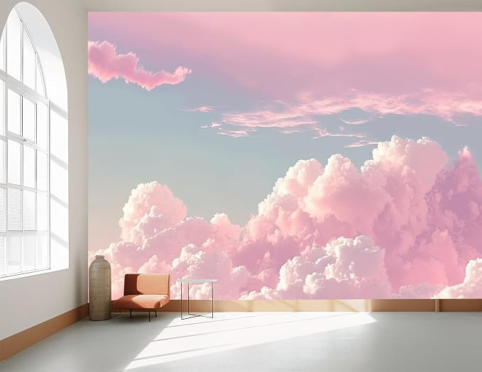 YQWDMX - 3D Pink Cloud Peel and Stick Wallpaper wall Mural Girl Kid's Room ZY08 XL