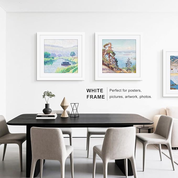 Picrit 20x20 Picture Frame 3 Pack, White Poster Frame, Display Poster 16 x 16 with Mat or 20 x 20 without Mat for Horizontal or Vertical Wall Mounting