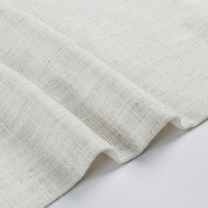 TWOPAGES 34" W x 45" L Linen Blend Cafe Curtains for Kitchen Window, Light Filtering Pinch Pleated Tier Curtains, Modern Farmhouse Half Window Curtains for Small Window, Ivory White, 2 Panels