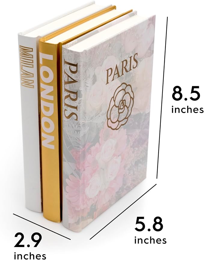 Gold Decorative Books for Home Decor - Set of 3 Shelf Decor | Gold decor for living room, Coffee table decor books gold, Decoration accents, Fashion designer aesthetic stack