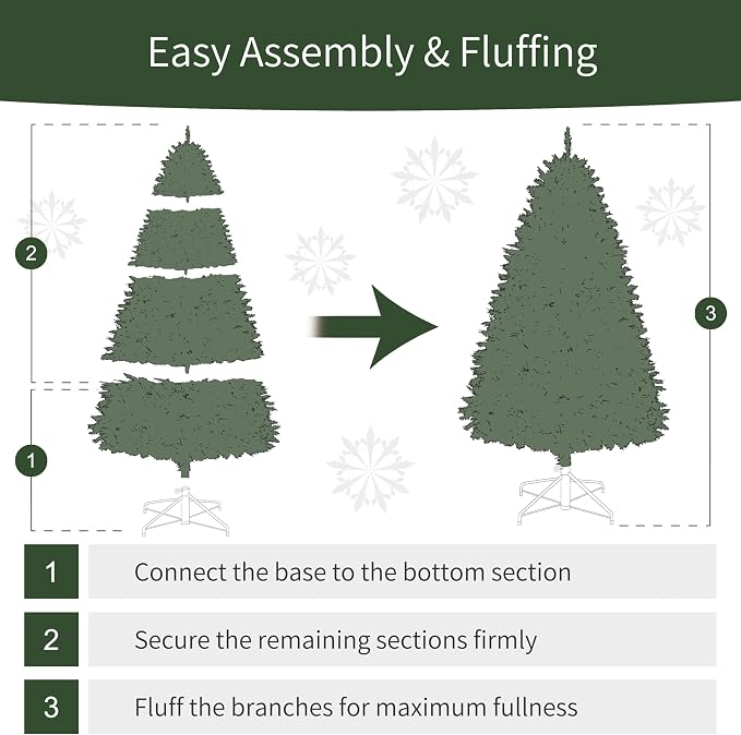 Puleo International 9ft Pre-Lit Fraser Fir Pencil Christmas Tree with 550 Clear Lights, 1828 Realistic Dense Branch Tips, Easy Setup Artificial Trees with Sturdy Metal Stand