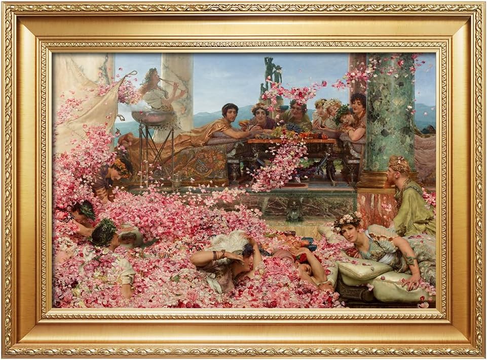 DECORARTS - The Roses of Heliogabalus by Lawrence Alma-Tadema. Oil Painting Reproduction, Giclee Print on Canvas. Ready to Hang,Wall Art for Home and Office Decor. Total Size w/Frame: 21.25x15.25