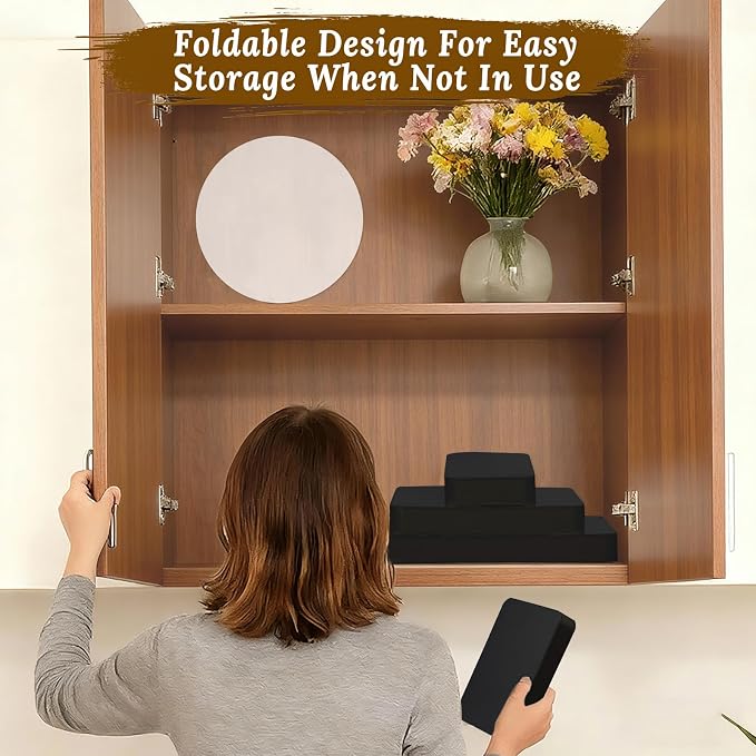 5Pack Buffet Risers Display Stands Foldable Food Risers for Buffet Table Tall Cake Cupcake Stands Cardboard Cylinder Stand Dessert Table Display Set for Catering Jewelry Wedding Party Decor (Black)