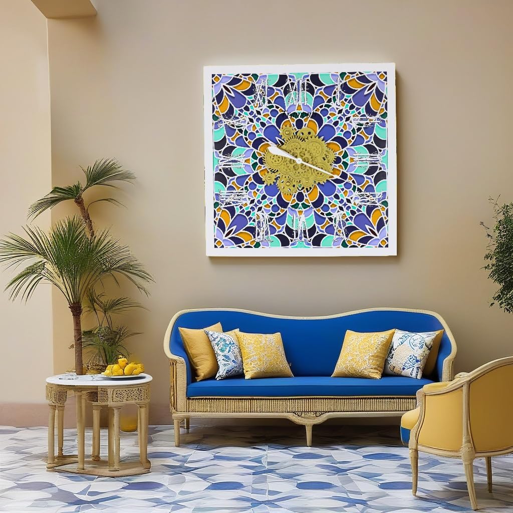 The Gears Clock Wall Clock Italy Collection with Moving Gears (Tramonti, 36 inch Square)