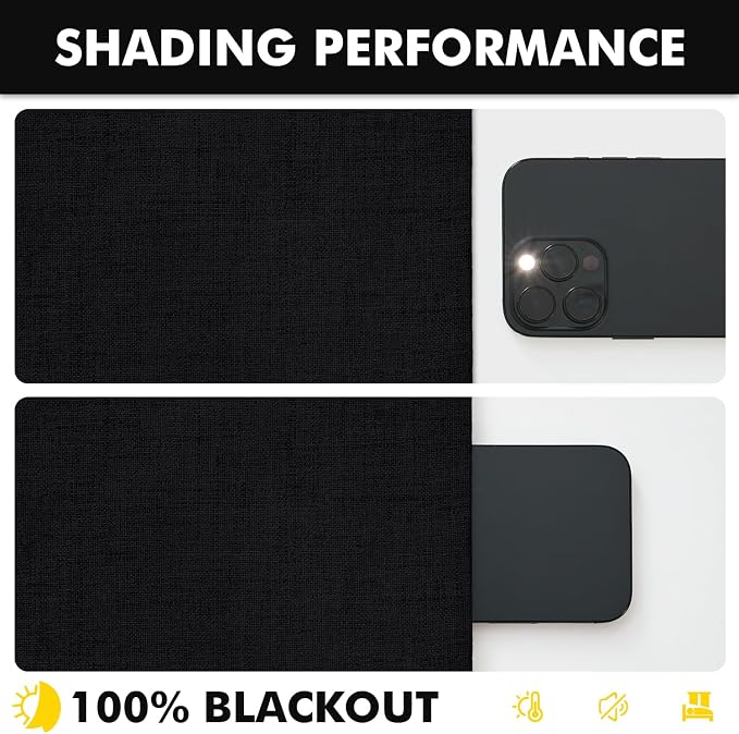 MIULEE 100% Blackout Linen Curtains for Bedroom, Black Solid Luxury Decor Thermal Insulation Room Darkening Drapes for Living Room Back Tab Rod Pocket 42 x 84 Inches, 2 Panels