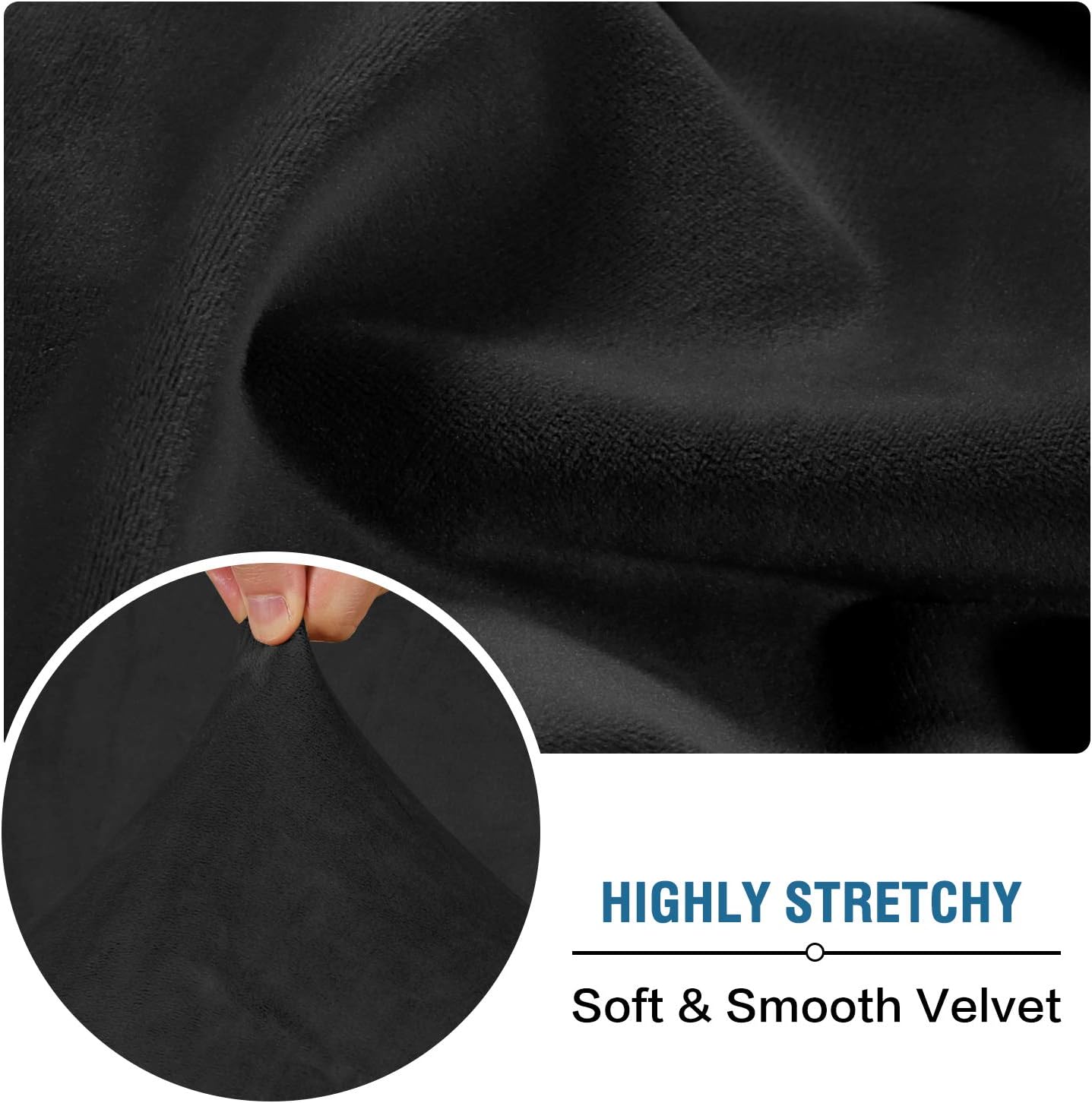 H.VERSAILTEX Velvet Stretch Couch Cushion Cover Plush Cushion Slipcover for Chair Cushion Furniture Protector Seat Cushion Sofa Cover (1 Piece Armchair Cushion Covers, Black)