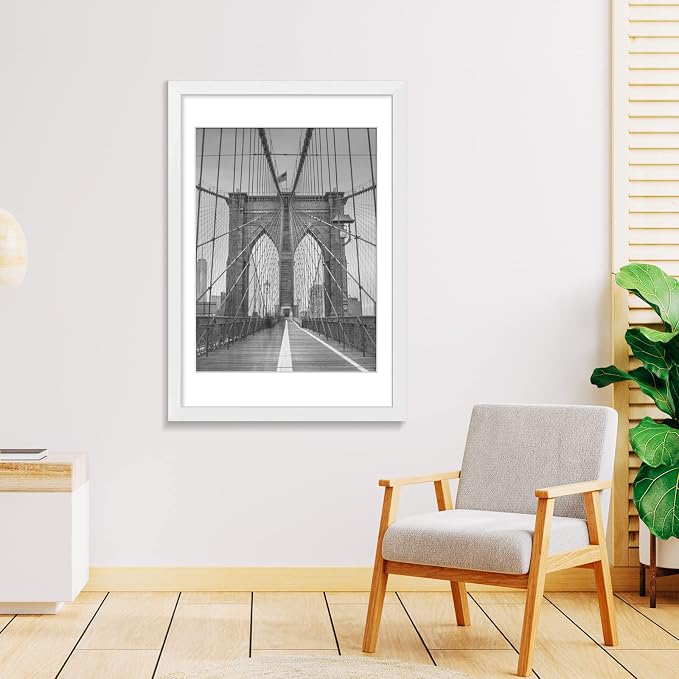 LaVie Home 20 x 30 Poster Frame White, Display Pictures 18x24 with Mat or 20x30 Without Mat, Stable and Sturdy Picture Frame and Polished Plexiglass, Horizontal and Vertical Format of The Wall（1 Pack）