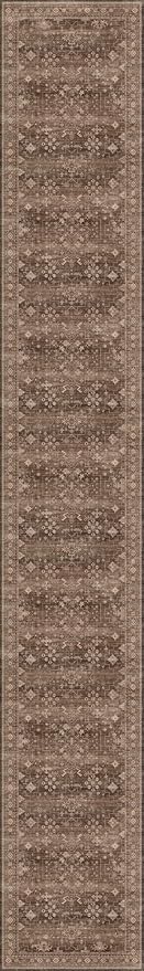Hazo Haus Brown Washable 3x20 Extra Long Hallway Runner Rug, Neutral Boho Large Kitchen Floor Rug Indoor, Non-Slip Stain & Fade Resistant, Vintage Dark Earthy Taupe Floral Décor (3x20 Brown)