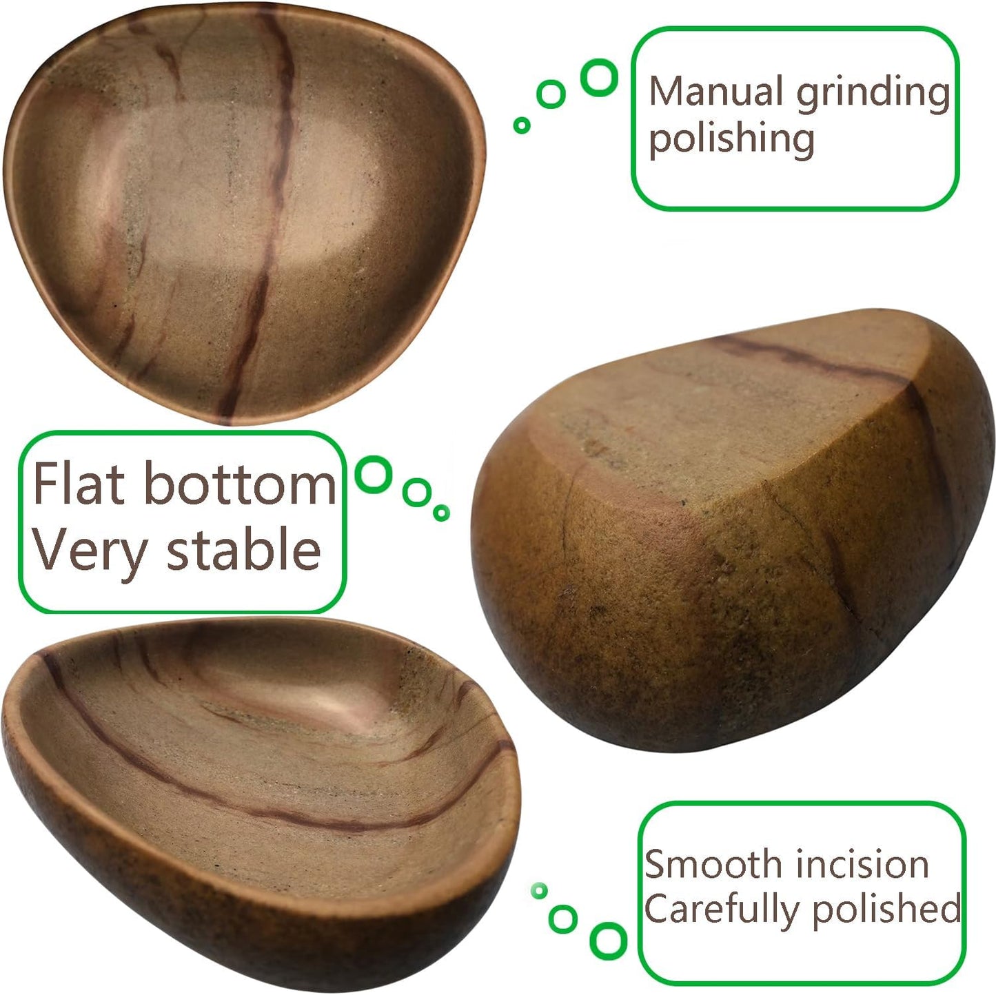 Handmade Decorative Bowl - Natural River Stone Pebble Artisan Crafted Serving Dish | 4-6 Inch Unique Decorative Tray for Home Centerpiece, Jewelry Holder (Brown)