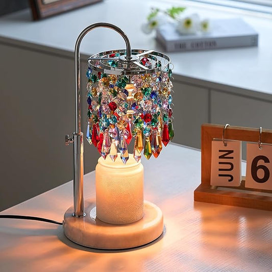 Candle Warmer Lamp with Timer Dimmer and 3 Bulbs, Lamp Candle Warmer with Marble Base,Wax Melt Warmer for Jar Candles, Birthday Gifts for Women Mom, House Warming Gifts New Home Decor (Multicolor)
