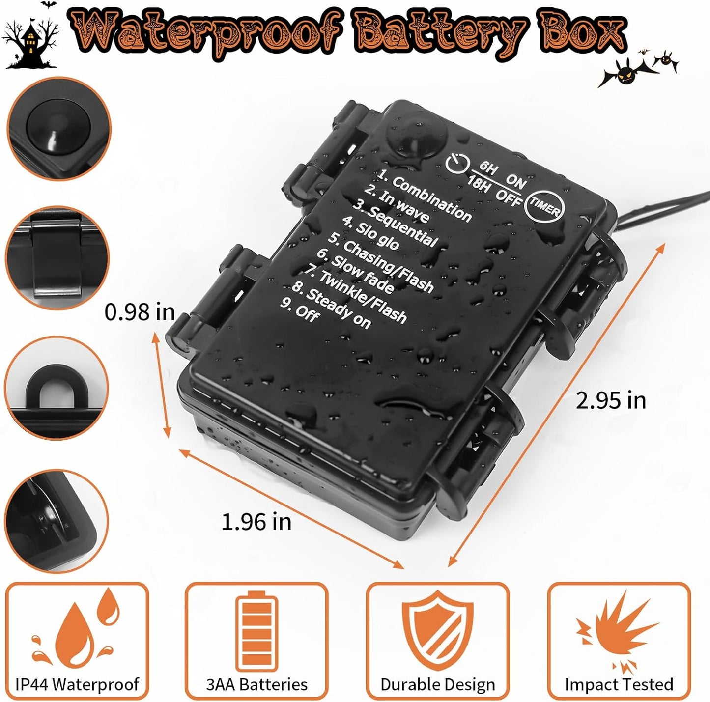 Halloween Horror Atmosphere Lights, Orange&Purple LED String Lights with 9.9FT Creepy Black Gauze, Battery Powered with Timer & 8 Flashing Modes (Red)