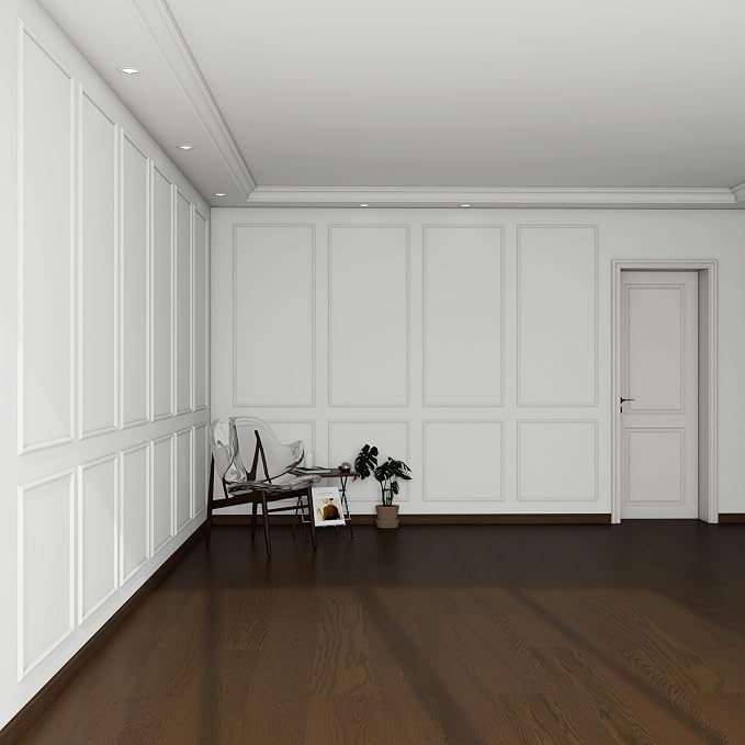 Pangda Peel and Stick Wall Molding Kit, 3D Premade Accent Molding Wainscoting Panel for Interior Wall Moulding Decor, Ready to Assemble Wainscoting Accent Panel(10 Set,24 x 54 in)