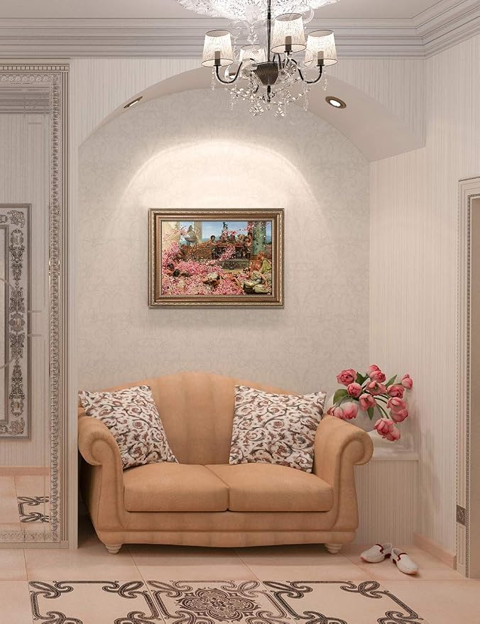 DECORARTS - The Roses of Heliogabalus by Lawrence Alma-Tadema. Oil Painting Reproduction, Giclee Print on Canvas. Ready to Hang, Wall Art for Home and Office Decor. Total Size w/Frame: 28.75x20.75