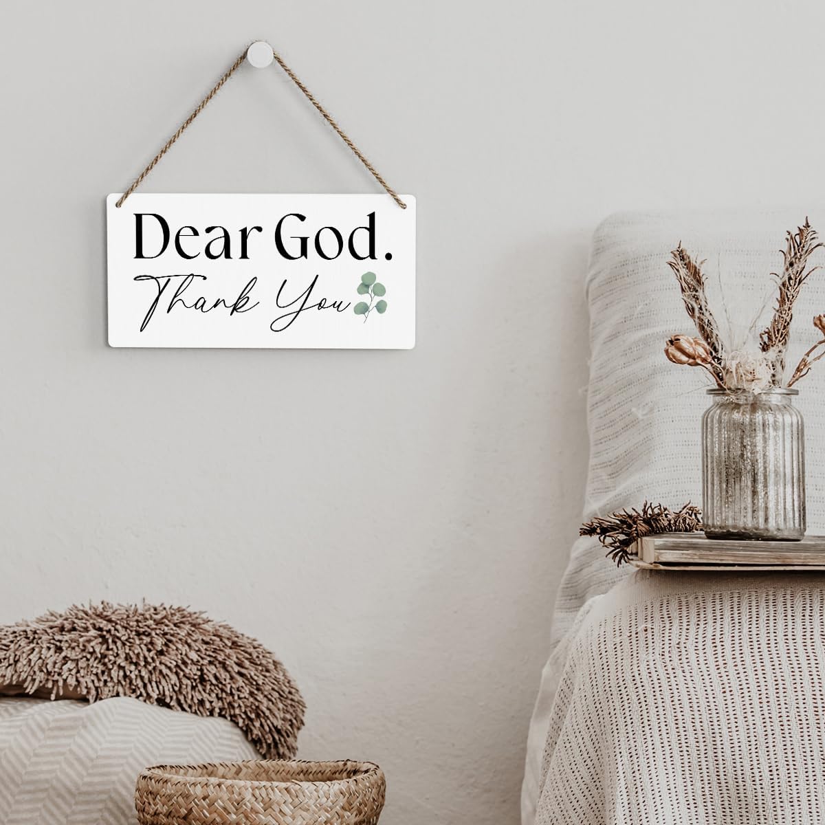 SENJIAN Christian Home Decor Christian Wall Art Rustic Bible Verse Sign Scripture Printed Wood Sign Wall Art Religious Sign for Home Office Bathroom Bedroom