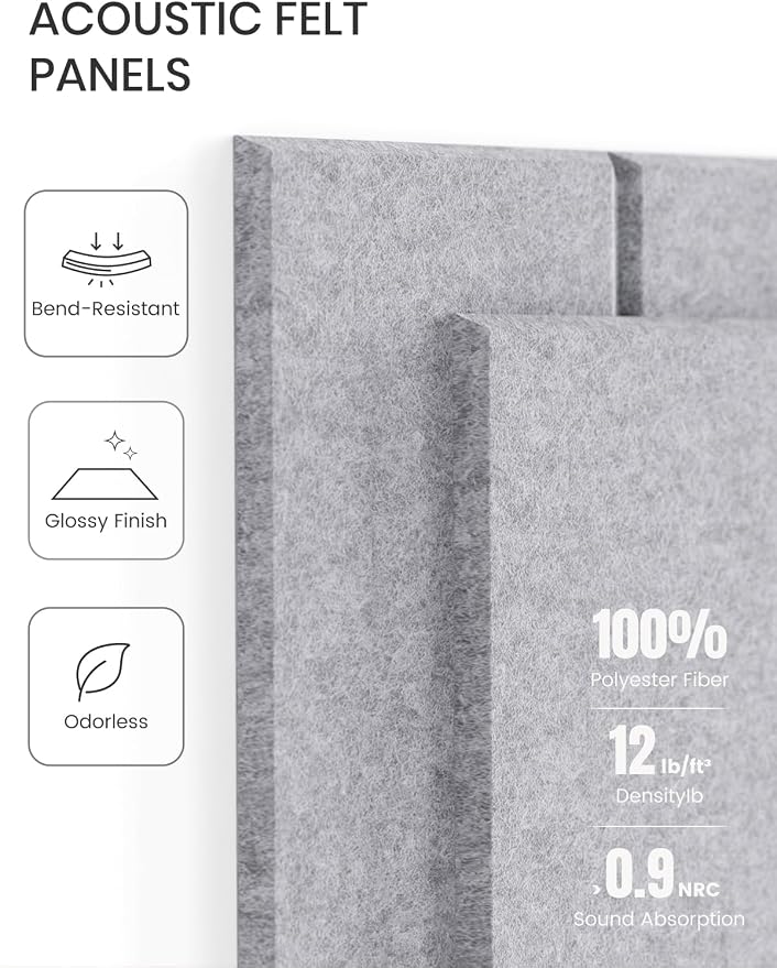 Fluxynara Large Felt Bulletin Board 36"x24" Cork Board Alternative - 6 Pack with 32 Safe Removable Adhesive Tabs, Cork Boards for Walls for Home Office Classroom Pin Board-Soft Gray