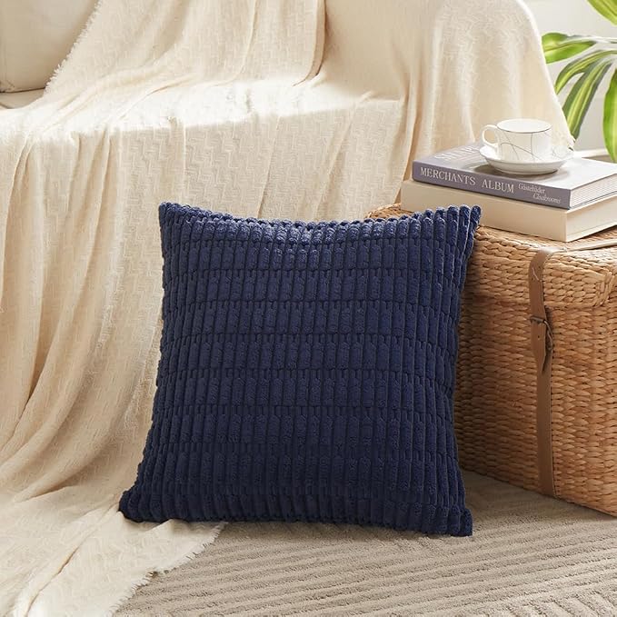 Fancy Homi 4 Packs Decorative Throw Pillow Covers for Living Room Couch Bed, Modern Farmhouse Boho Home Décor Accent Cushion Case, 26" x 26", Navy Blue