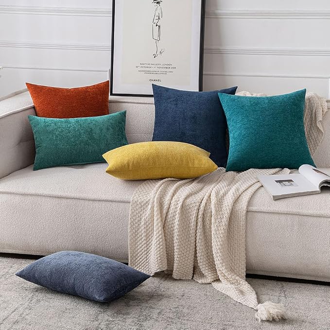 MIULEE Pack of 2 Terracotta Decorative Pillow Covers 20x20 Inch | Soft Chenille Couch Throw Pillows Farmhouse Cushion Covers for Home Decor Sofa Bedroom Living Room