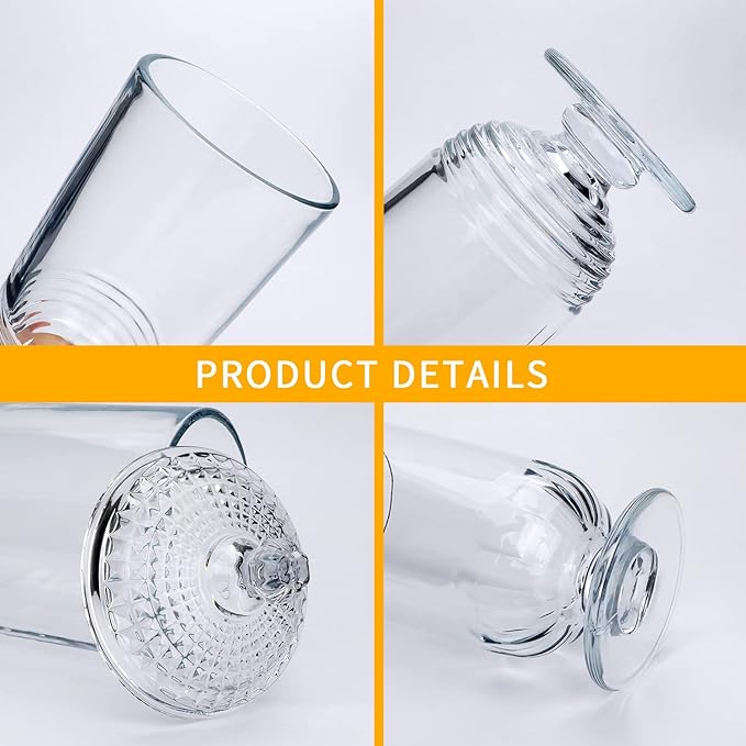 24fl oz Glass Candy Jars with Lids,3 Pack Apothecary Jars,Storage Jar for Candy, Cookies, Snacks, Kitchen Pantry, Clear Glass Jar for Countertop Display & Party Favors