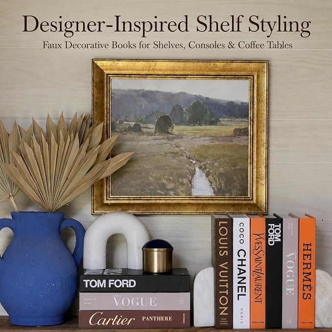 PROBENEX 7 Pcs Decorative Books | Faux Suite Coffee Table & Shelf Decor | Designer Fuller Set for Living Room, Office and Mantel - Not Real, Tool-Free 2-Min Setup