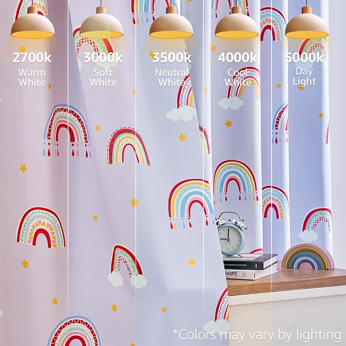 Vangao Blackout Curtains for Kids Bedroom Rainbow Purple Nursery Curtains 84 Inch Length Drapes for Teen Girls Thermal Insulated Room Darkening Boho Light Blocking for Living Room Set of 2
