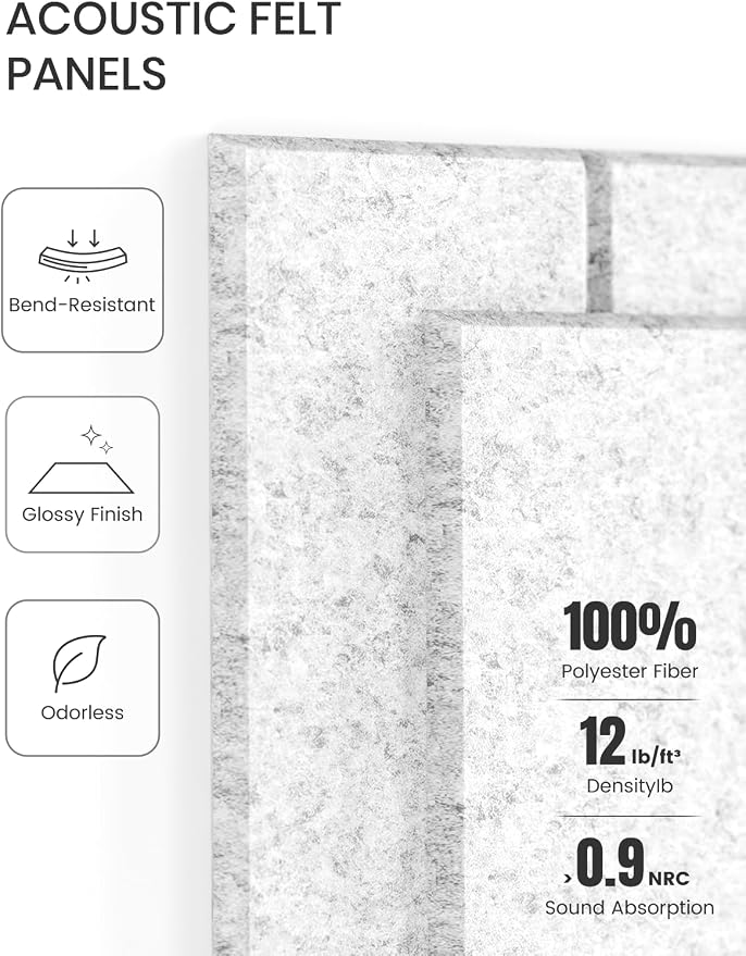 Fluxynara Large Felt Bulletin Board 48" x 36" Cork Board Alternative-12 Pack with 64 Safe Removable Adhesive Tabs, Cork Boards for Walls Cork Board for Home Office Classroom Pin Board-Light Gray