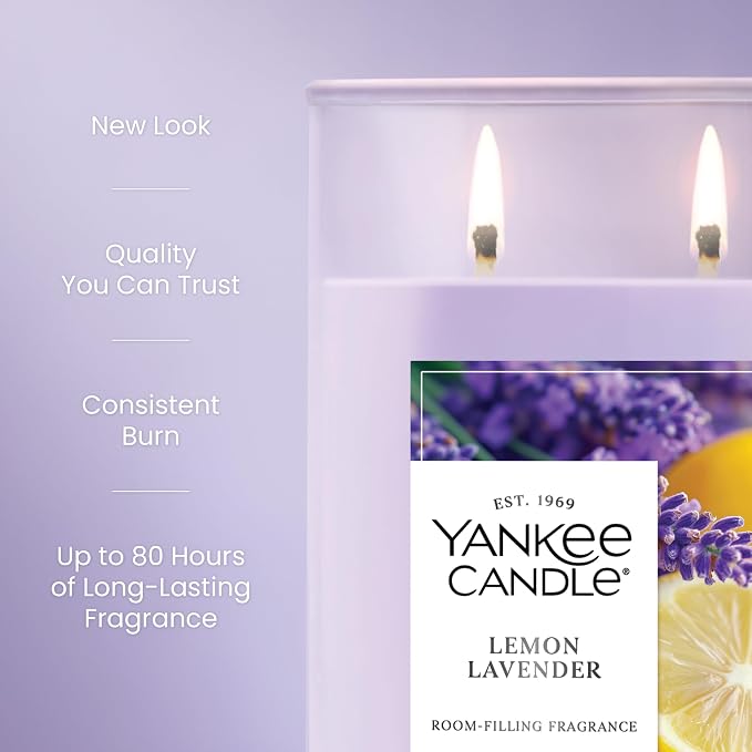 Yankee Candle, Lemon Lavender Scented Candle, 20oz Classic 2-Wick Tumbler with up to 80 Hour Burn Time (Pack of 4)