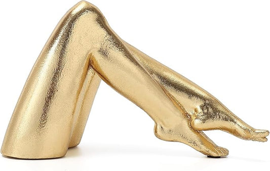 Golden Legs Sculpture Resin Statues Home Decor (Bowed Leg) | Gold Legs Shelf Decor Electroplated Resin Statues Office Desktop Home Decor Bedroom Sculpture Indoor/Outdoor Ornament