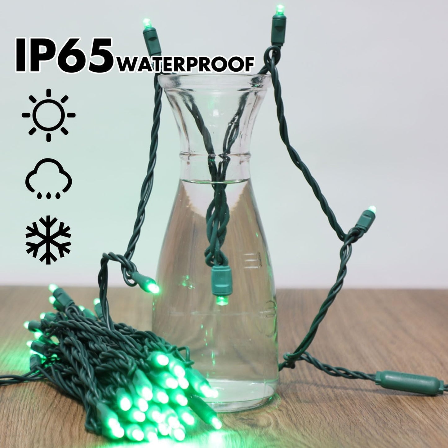 200LED (4pk of 50L) String Lights, LED Christmas Lights, 6" SPACING,Green Wire,Green