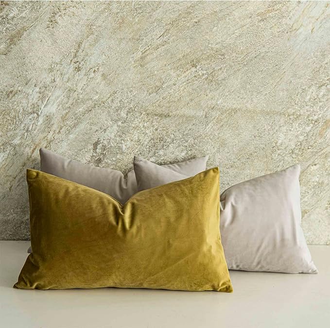 Cashmere Decorative Velvet Throw Pillow Covers 24x24 inch Set of 2 with Zipper Luxury Soft Solid Square Cushion Covers Case for Sofa Couch Bed Living Room