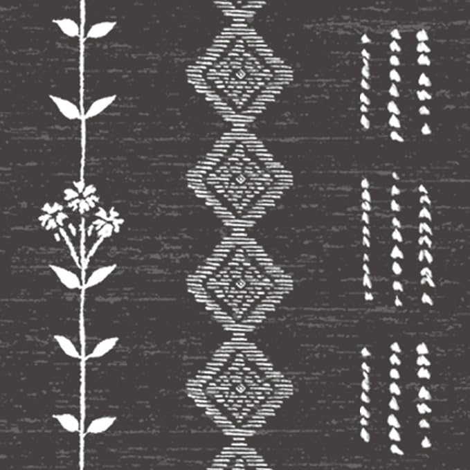 Black Sheer Curtains Linen Dark Floral Print Modern Vintage Witchy Gothic Curtains for Bedroom Living Room 96 Inches Long