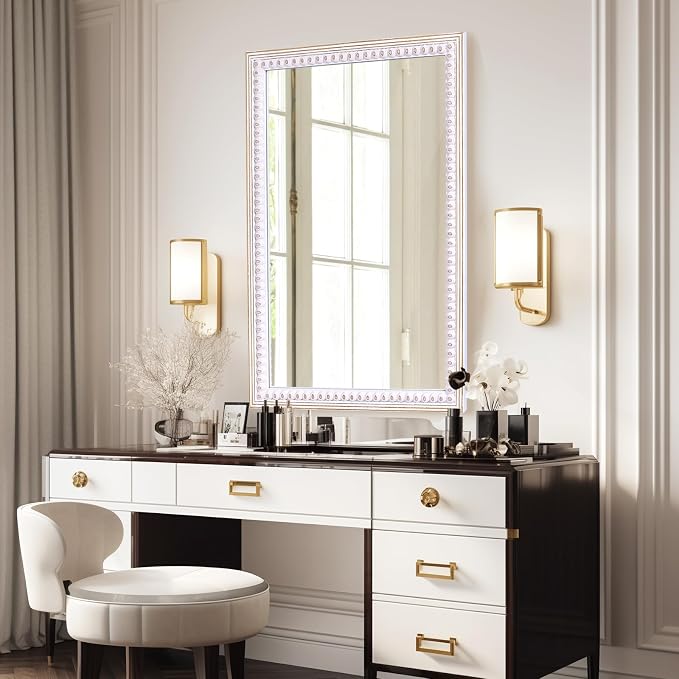 36x24 Inch Rectangle Wall Mirror, Wooden Rectangular Bathroom Mirrors | Mount Vertically or Horizontally to Fit Powder Rooms, Over Sink, Apartments, Entryway, Bedroom, Hallways, or Guest Areas