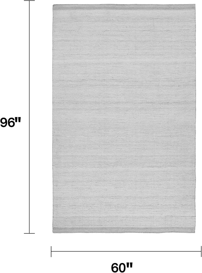 Fab Habitat Machine Washable Area Rug - Hand Woven, Stain Resistant, Reversible - Premium Recycled Polyester Yarn - Solid - Bedroom, Living/Dining Room - Kingscote - Gray - 5 x 8 ft
