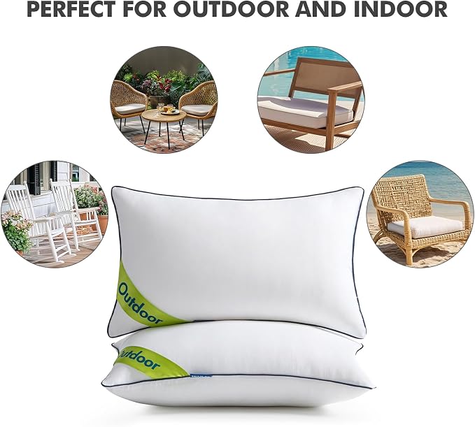 MIULEE 12x20 Outdoor Pillows, Pack of 4 Water Resistant Waterproof Pillow Inserts Decorative Stuffer for Sofa Couch Patio and Garden