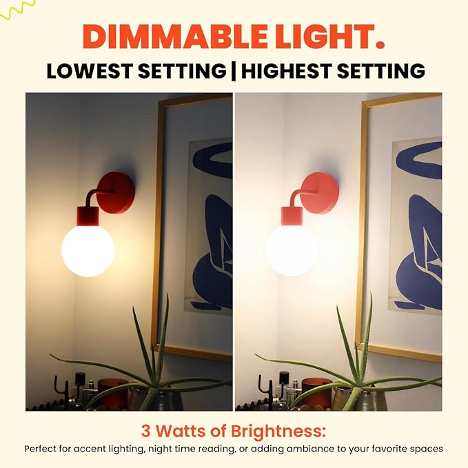 Poplight Wireless Wall Sconce (Shark Tank) Rechargeable & Dimmable LED Light w/App Control & Damage-Free Install, Moveable Modern Ambient Lighting for Elegant Home & Bedroom Decor | Vermillion Red