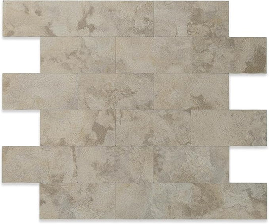 2026 New Upgrade Peel and Stick Backsplash Tile, Peel and Stick 11.34" X 11.57" Wall Tile for Kitchen, Bathroom, Fireplace, Laundry (Ecru Stone, 5 Packs)