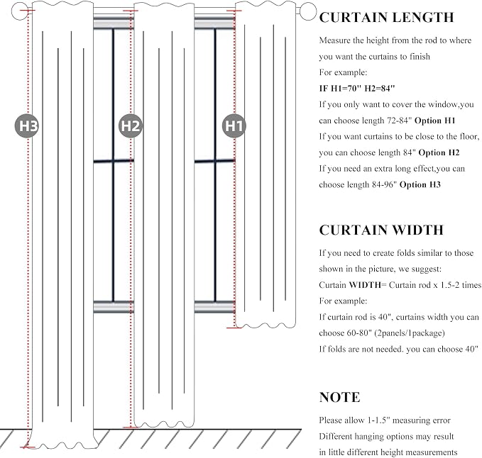 QJmydeco 9ft Farmhouse Blackout Curtains for Bedroom 2 Panel Sets, 107 Inch Long Drapes for 106-108 Inches Windows Patio Curtains for Sliding Door Thermal Insulated/Energy Saving (W50 x L107 x2)