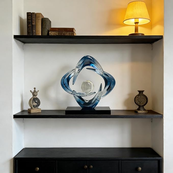 AWNR Gold Abstract Sculpture House Decor Aesthetic - Home Décor Accents for Nightstand, Shelves, Dining Room, Entryway Table, Office, Desk Accessories (Blue c)