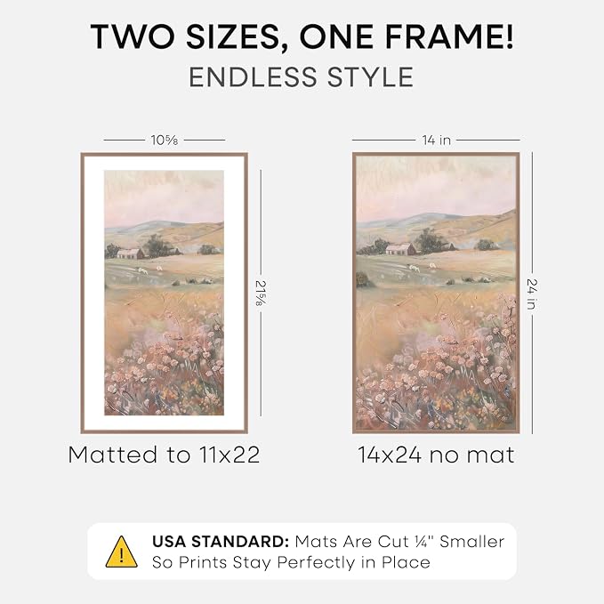 Homeforia 14x24 Picture Frame Mocha, High End Metal 14x24 Poster Frames with Mat 11x22 Photo, 14 x 24 Mocha Frame Matted to 11 by 22 Print, 24by14 Thin Hanging Frames, Tempered Glass, Wall Kit, Set of 2