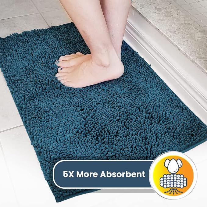 Muddy Mat® | Super Water Absorbent Door Mat Indoor, Microfiber Quick Dry Chenille Entryway Rug,Slip Resistant Front Door Mat,Indoor Mats for Entryway,Machine Washable Pet Rug, Atlantic Blue 59"x24"