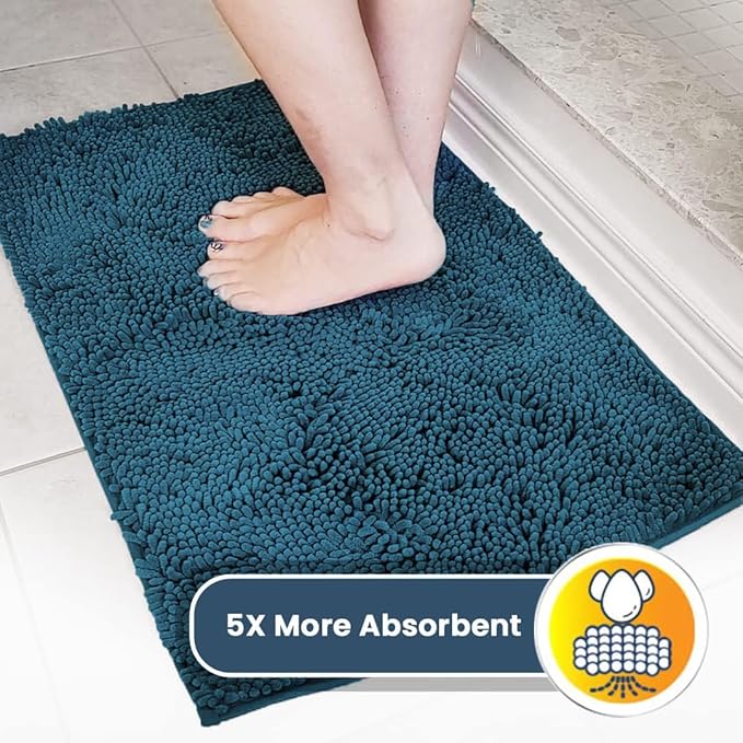 Muddy Mat® | Super Water Absorbent Door Mat Indoor, Microfiber Quick Dry Chenille Entryway Rug, Slip Resistant Front Door Mat, Indoor Mats for Entryway,Machine Washable Pet Rug, Atlantic Blue 48"x60"