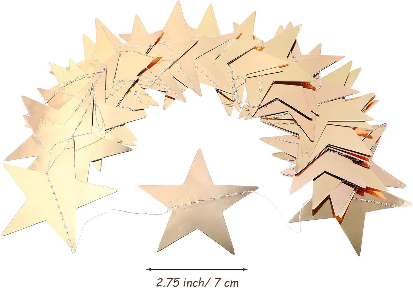 Patelai Glitter Star Garland Banner Decor 130 Feet Star Hanging Bunting Banner Twinkle Backdrop for Homecoming Classroom Wedding Birthday Halloween Christmas Party Supplies(Champagne Gold)