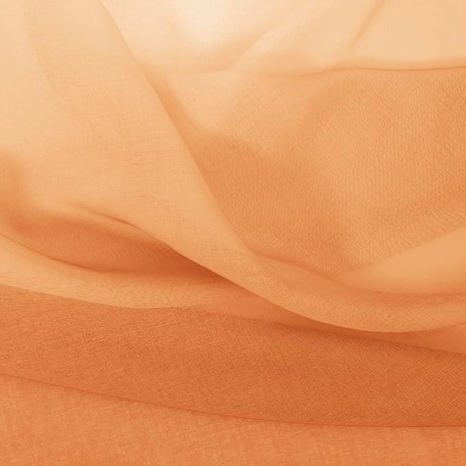 DWCN Ombre Faux Linen Extra Long Fall Sheer Curtains - Semi Voile Gradient Grommet Top Curtains for Bedroom and Living Room, 52 x 108 Inches Long, Set of 2 Window Curtain Panels, Sunset Orange