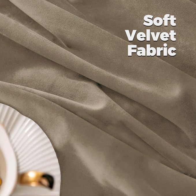 BGment Taupe Velvet Blackout Curtains 72 Inch Length for Bedroom, Thermal Insulated Room Darkening Super Soft Window Curtains with Back Tab and Rod Pocket for Living Room, 2 Panels, 52 x 72 Inch