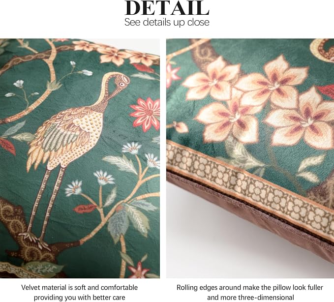 ISAENNE Designer Vintage Velvet Throw Pillow Cover,22"x22"-Mitchell | Pillow Cover,Concealed Zipper Design,Dragonfly Pattern,Sofas,Bedroom,Living Room,Lounge Chairs,All Season Home Decor