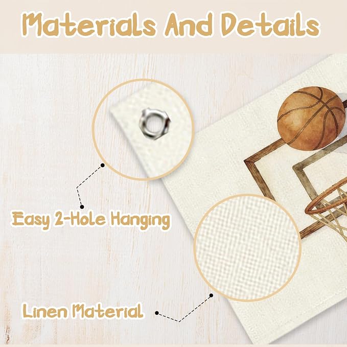 RTXLEZM Basketball Room Decor for Boys, Retro Basketball Hoop Canvas Banner Wall Hanging, Kids Playroom Wall Art Prints for Kids Toddler Boys Nursery Room Bedroom Playroom Decor, 20x30 Inch