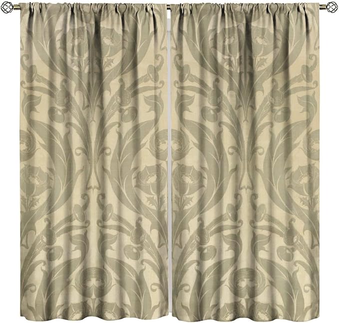 Rustic Vintage Flower Curtains William Morris Boho Country Floral Art Print Blackout Window Drapes for Bedroom Living Room Kitchen Cafe 21(W)*45(L) 2 Panels