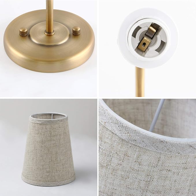 PERMO Classic Wall Sconce with Flared Funnel Linen Fabric Shade Nightstand Rustic wall Mount Lamps for Bedroom Bedside Reading Room (Antique)
